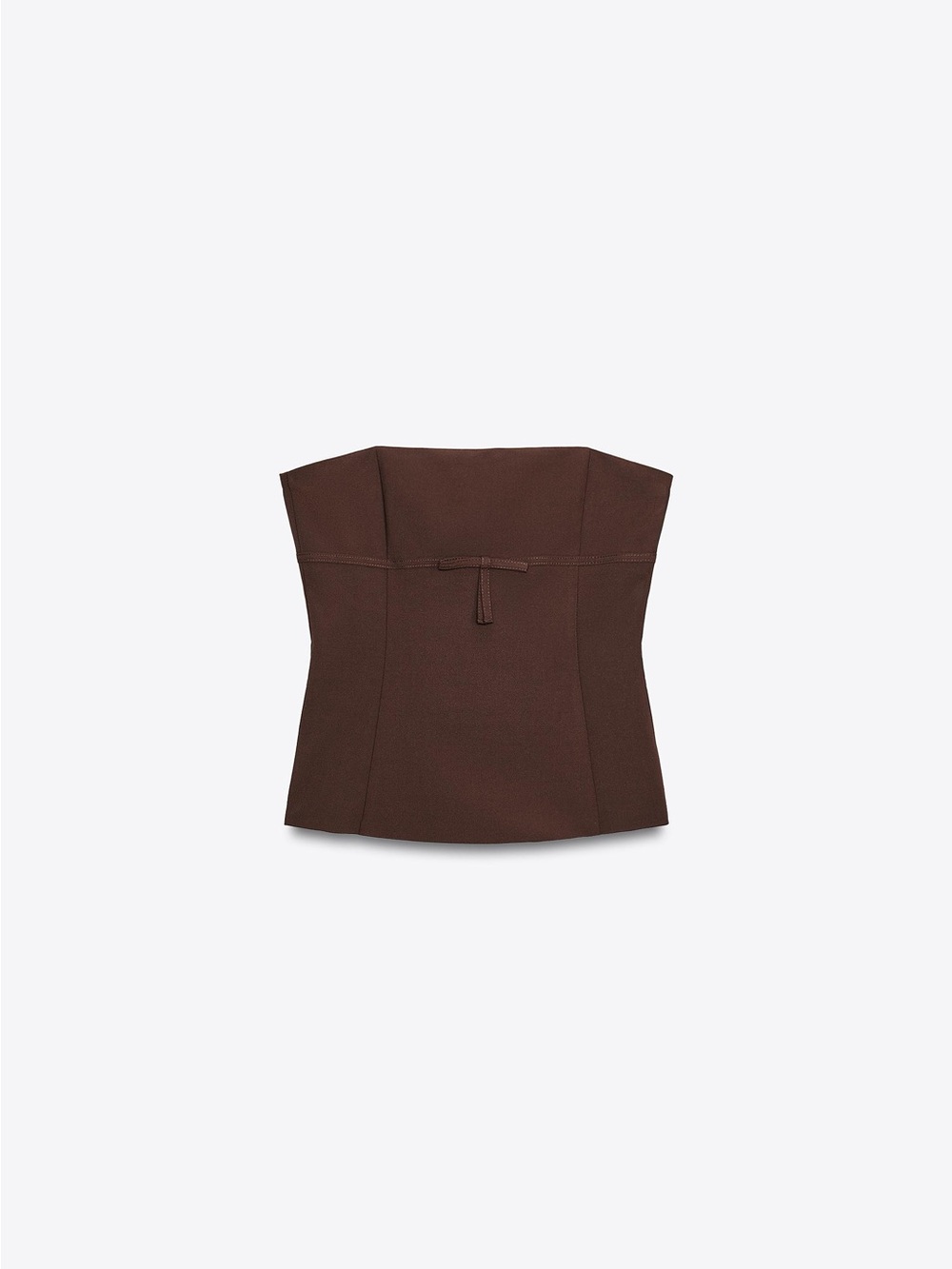 ZARA BOW STRAPLESS TOP DARK BROWN